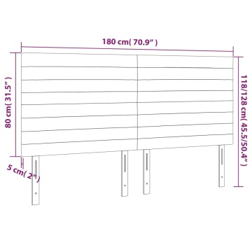 Tăblie de pat cu LED, gri deschis, 180x5x118/128 cm, catifea - Img 5