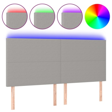 Tăblie de pat cu LED, gri deschis, 180x5x118/128 cm, textil - Img 2