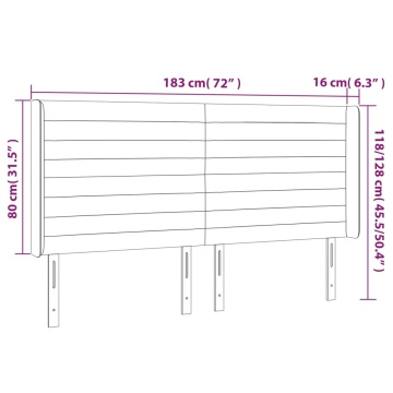 Tăblie de pat cu LED, gri deschis, 183x16x118/128 cm, catifea - Img 6