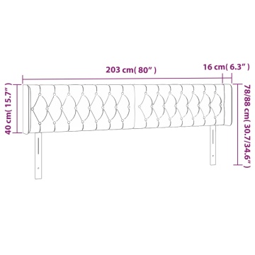 Tăblie de pat cu LED, gri deschis, 203x16x78/88 cm, textil - Img 5