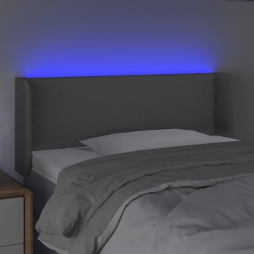 Tăblie de pat cu LED, gri deschis, 83x16x78/88 cm, textil - Img 4