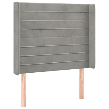 Tăblie de pat cu LED, gri deschis, 93x16x118/128 cm, catifea - Img 3