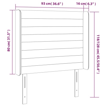 Tăblie de pat cu LED, gri deschis, 93x16x118/128 cm, catifea - Img 5