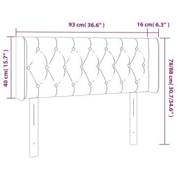 Tăblie de pat cu LED, gri deschis, 93x16x78/88 cm, catifea - Img 5