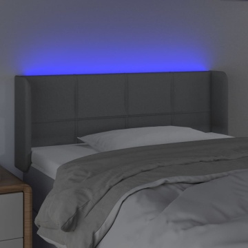 Tăblie de pat cu LED, gri deschis, 93x16x78/88 cm, textil - Img 4