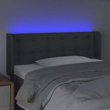Tăblie de pat cu LED, gri închis, 103x16x78/88 cm, textil - Img 4