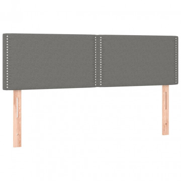 Tăblie de pat cu LED, gri închis, 144x5x78/88 cm, textil - Img 4