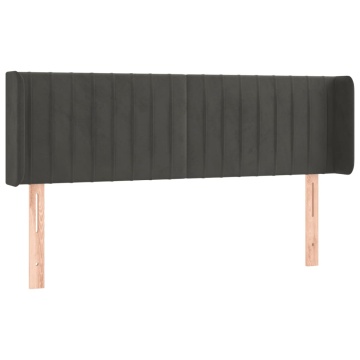 Tăblie de pat cu LED, gri închis, 147x16x78/88 cm, catifea - Img 3