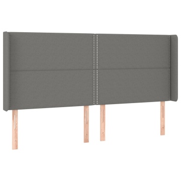 Tăblie de pat cu LED, gri închis, 183x16x118/128 cm, textil - Img 3