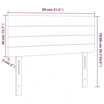 Tăblie de pat cu LED, gri închis, 80x5x78/88 cm, textil - Img 5