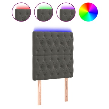 Tăblie de pat cu LED, gri închis, 80x7x118/128 cm, catifea - Img 2
