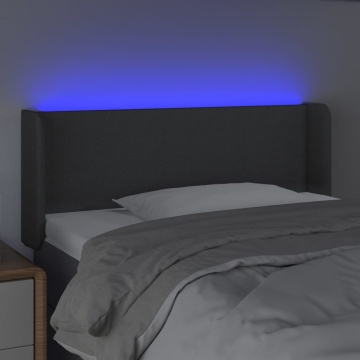 Tăblie de pat cu LED, gri închis, 83x16x78/88 cm, textil - Img 4