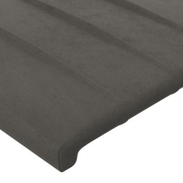 Tăblie de pat cu LED, gri închis, 90x5x78/88 cm, catifea - Img 6