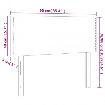 Tăblie de pat cu LED, gri închis, 90x5x78/88 cm, textil - Img 5