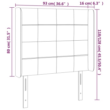 Tăblie de pat cu LED, gri închis, 93x16x118/128 cm, catifea - Img 5