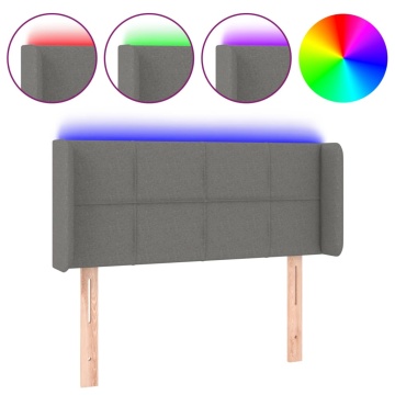 Tăblie de pat cu LED, gri închis, 93x16x78/88 cm, textil - Img 2