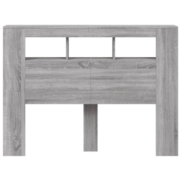 Tăblie de pat cu LED, gri sonoma, 140x18,5x103,5 cm, lemn - Img 5