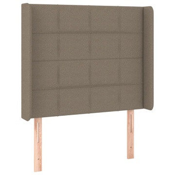Tăblie de pat cu LED, gri taupe, 103x16x118/128 cm, textil - Img 3