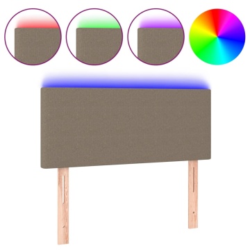 Tăblie de pat cu LED, gri taupe, 90x5x78/88 cm, textil - Img 2