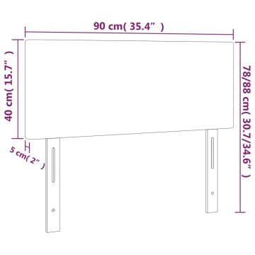 Tăblie de pat cu LED, gri taupe, 90x5x78/88 cm, textil - Img 5