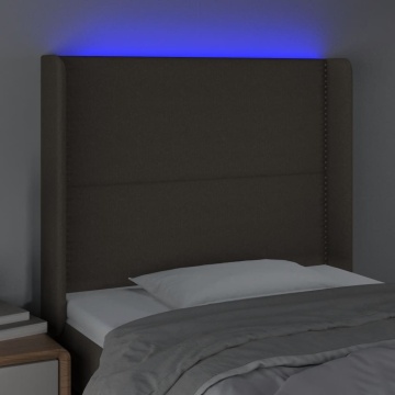 Tăblie de pat cu LED, gri taupe, 93x16x118/128 cm, textil - Img 4