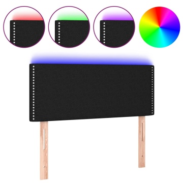 Tăblie de pat cu LED, negru, 100x5x78/88 cm, textil - Img 2