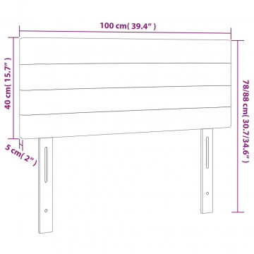 Tăblie de pat cu LED, negru, 100x5x78/88 cm, textil - Img 5