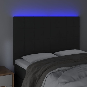 Tăblie de pat cu LED, negru, 144x5x118/128 cm, catifea - Img 3