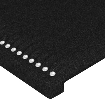 Tăblie de pat cu LED, negru, 144x5x118/128 cm, textil - Img 6