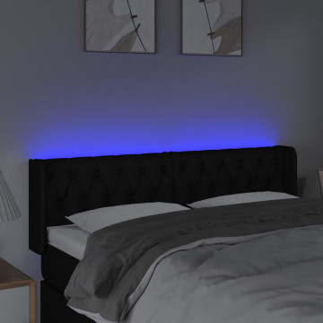 Tăblie de pat cu LED, negru, 147x16x78/88 cm, textil - Img 4