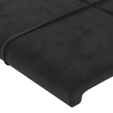 Tăblie de pat cu LED, negru, 160x5x78/88 cm, catifea - Img 6