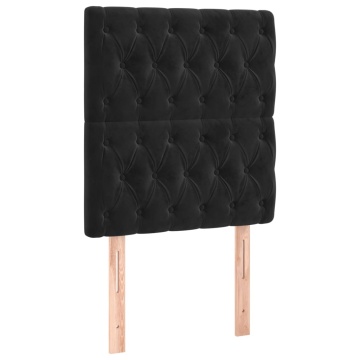 Tăblie de pat cu LED, negru, 80x7x118/128 cm, catifea - Img 4