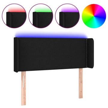 Tăblie de pat cu LED, negru, 83x16x78/88 cm, textil - Img 2