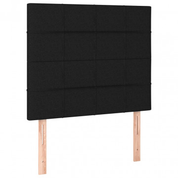 Tăblie de pat cu LED, negru, 90x5x118/128 cm, textil - Img 4