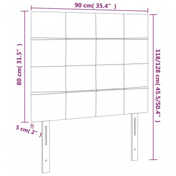 Tăblie de pat cu LED, negru, 90x5x118/128 cm, textil - Img 5