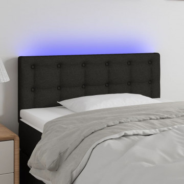 Tăblie de pat cu LED, negru, 90x5x78/88 cm, textil - Img 1