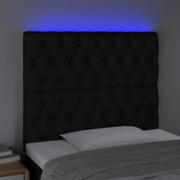 Tăblie de pat cu LED, negru, 90x7x118/128 cm, textil - Img 3