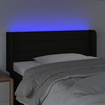 Tăblie de pat cu LED, negru, 93x16x78/88 cm, textil - Img 4
