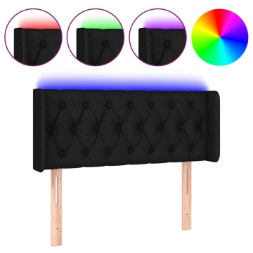 Tăblie de pat cu LED, negru, 93x16x78/88 cm, textil - Img 2