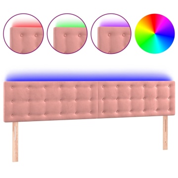 Tăblie de pat cu LED, roz, 160x5x78/88 cm, catifea - Img 2