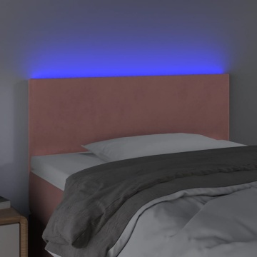 Tăblie de pat cu LED, roz, 90x5x78/88 cm, catifea - Img 3