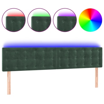 Tăblie de pat cu LED, verde închis, 160x5x78/88 cm, catifea - Img 2