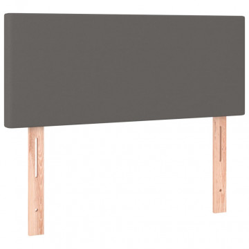 Tăblie de pat, gri, 100x5x78/88 cm, piele ecologică - Img 2