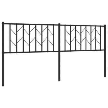 Tăblie de pat metalică, negru, 180 cm - Img 2