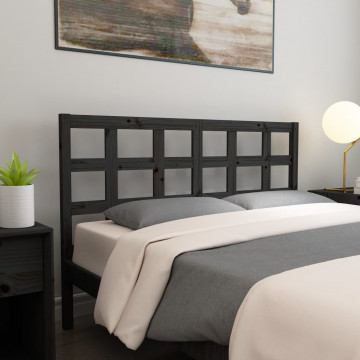 Tăblie de pat, negru, 165,5x4x100 cm, lemn masiv de pin - Img 6