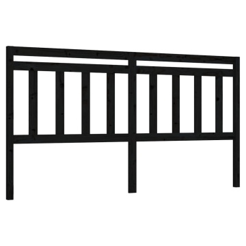 Tăblie de pat, negru, 206x4x100 cm, lemn masiv de pin - Img 2