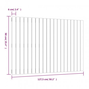Tăblie de pat pentru perete, 127,5x3x90 cm, lemn masiv de pin - Img 7