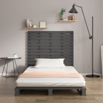 Tăblie de pat pentru perete, gri, 96x3x91,5 cm, lemn masiv pin - Img 3