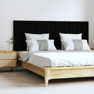 Tăblie de pat pentru perete, negru, 166x3x60 cm, lemn masiv pin - Img 1