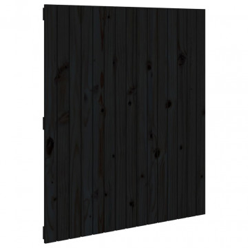 Tăblie de pat pentru perete, negru 95,5x3x110 cm lemn masiv pin - Img 2